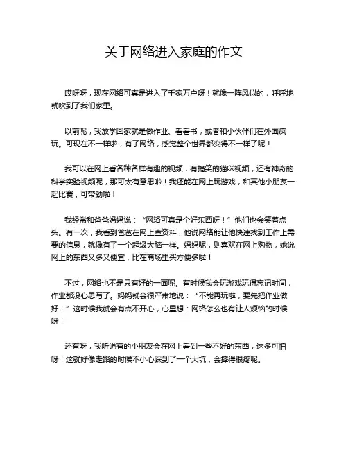 关于网络进入家庭的作文