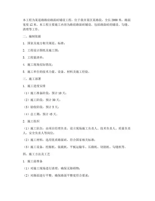 路肩路面砖铺设专项方案