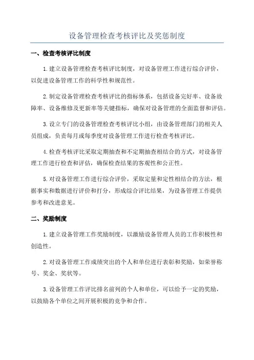 设备管理检查考核评比及奖惩制度