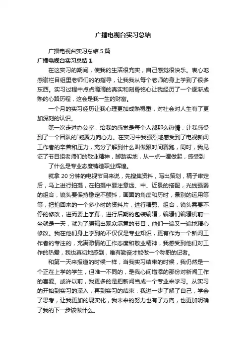 广播电视台实习总结