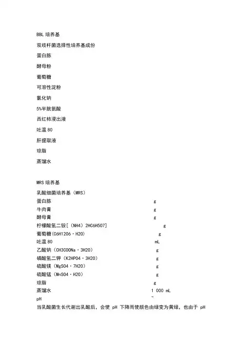 双歧杆菌与乳酸菌筛选培养基