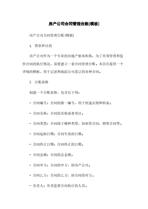 房产公司合同管理台账(模板)