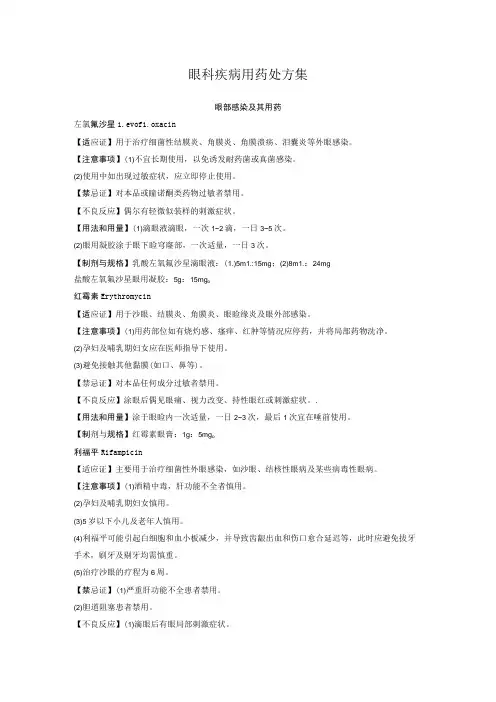 眼科疾病用药处方集