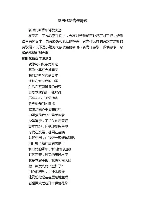 新时代新青年诗歌大全