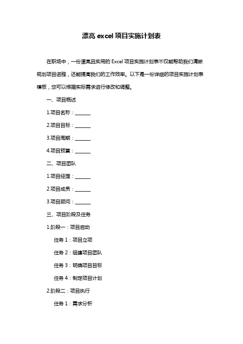 漂亮excel项目实施计划表