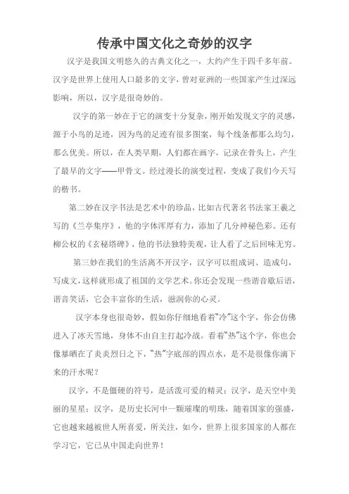 传承中国文化之奇妙的汉字