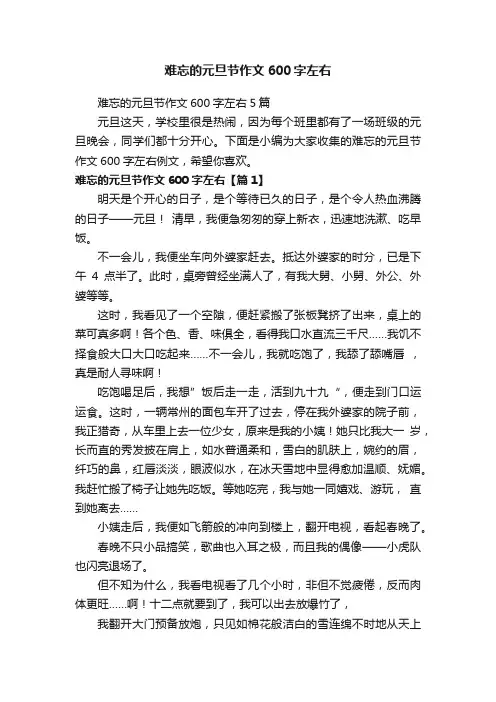 难忘的元旦节作文600字左右