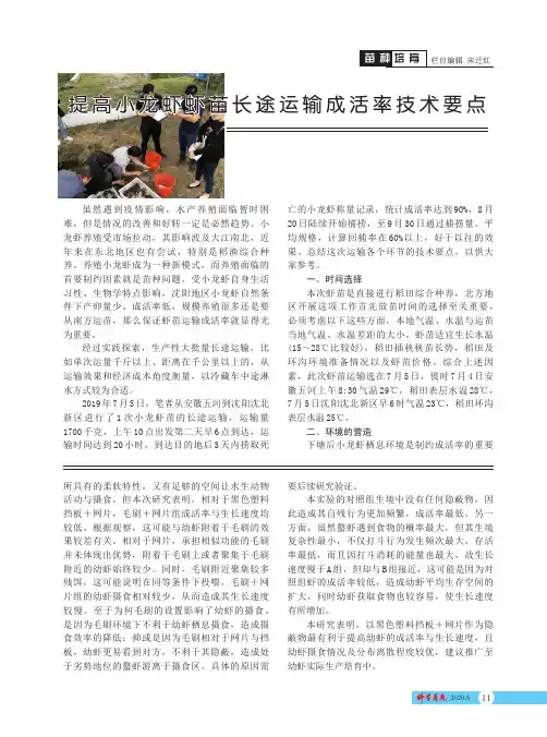提高小龙虾虾苗长途运输成活率技术要点