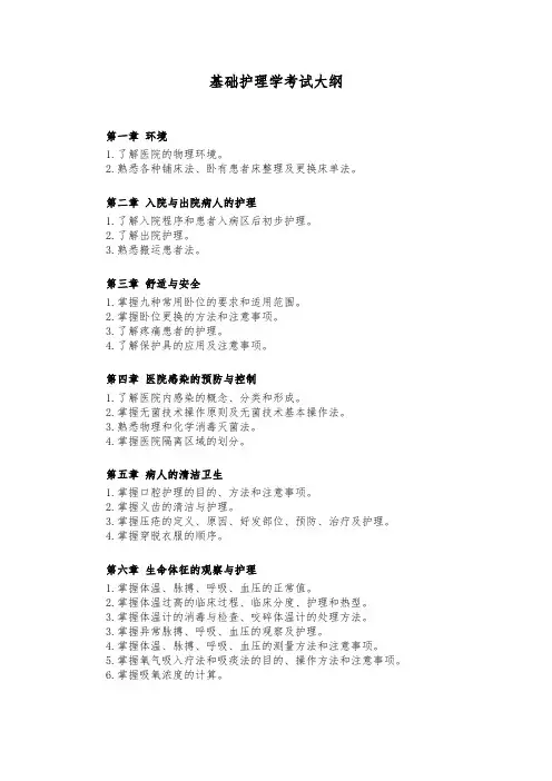 基础护理学考试大纲