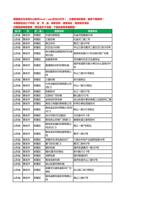 2020新版山东省青岛市即墨区印刷工商企业公司商家名录名单黄页联系电话号码地址大全209家