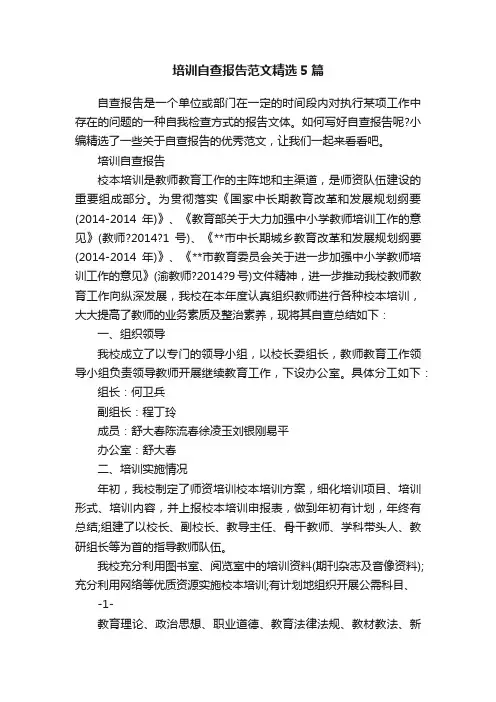 培训自查报告范文精选5篇