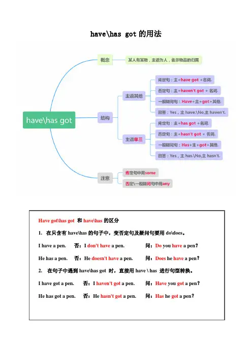 小学语法 Have got 和Has got 的用法