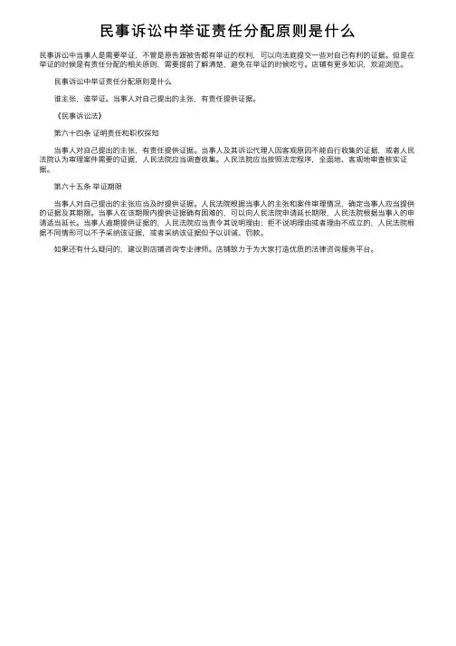 民事诉讼中举证责任分配原则是什么