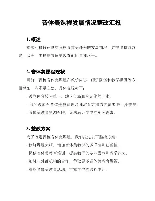 音体美课程发展情况整改汇报