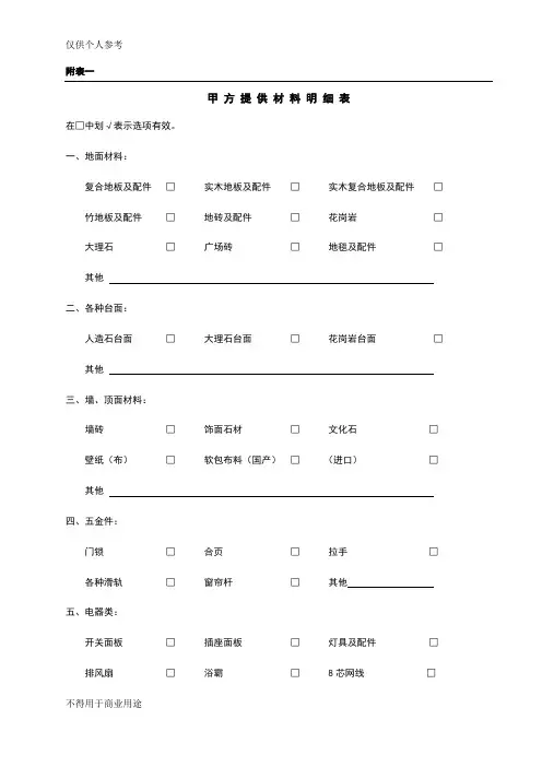 材料确认单验收单