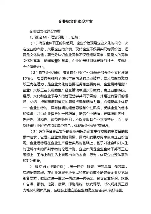 企业家文化建设方案