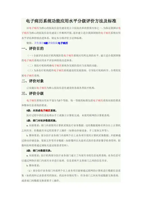 电子病历应用水平分级