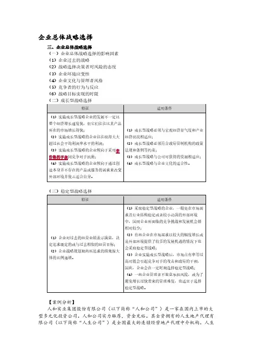 高级会计实务学霸笔记：企业总体战略选择