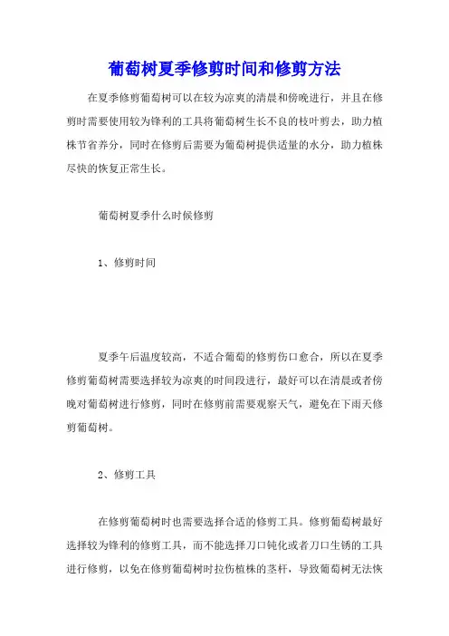 葡萄树夏季修剪时间和修剪方法