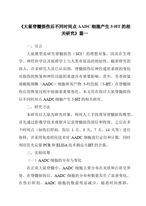 《2024年大鼠脊髓损伤后不同时间点AADC细胞产生5-HT的相关研究》范文