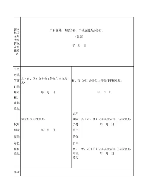 湖北省公务员录用审批表