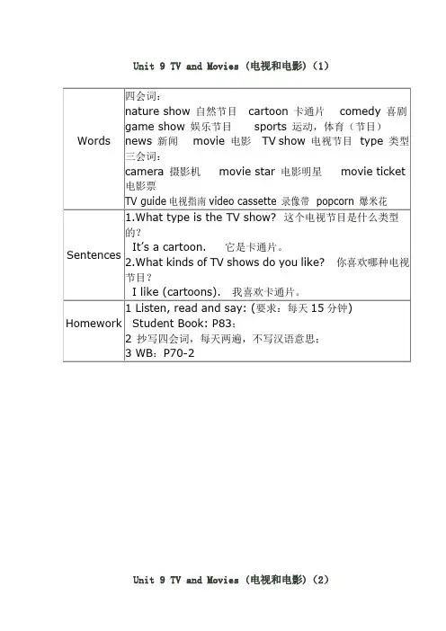 朗文新派少儿英语巩固级第9单元知识点