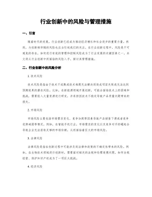 行业创新中的风险与管理措施