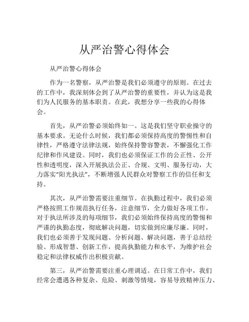 从严治警心得体会
