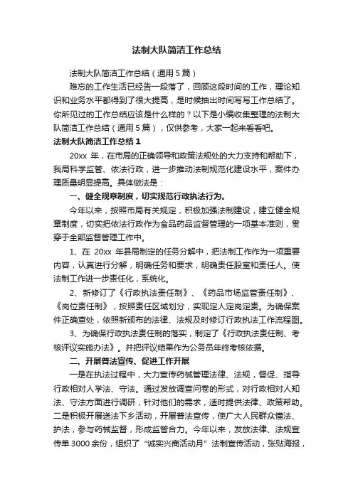 法制大队简洁工作总结（通用5篇）
