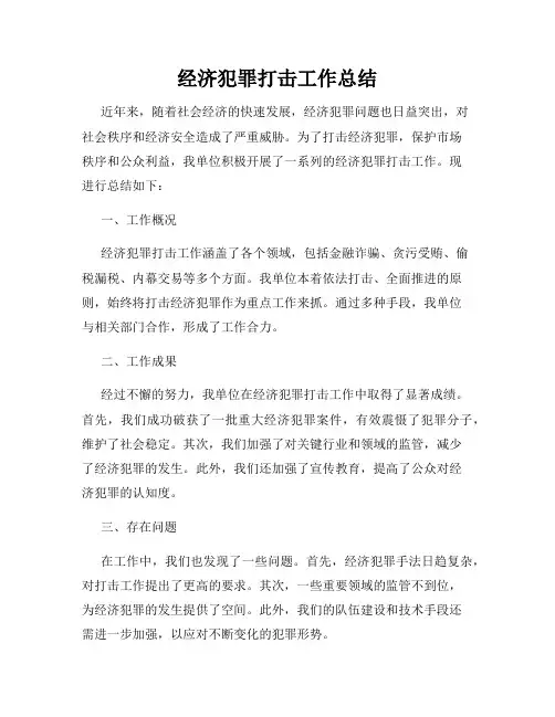 经济犯罪打击工作总结