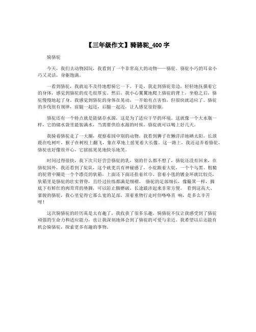 【三年级作文】骑骆驼_400字