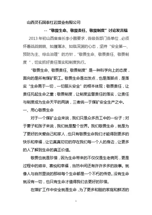 三个敬畏讨论发言稿