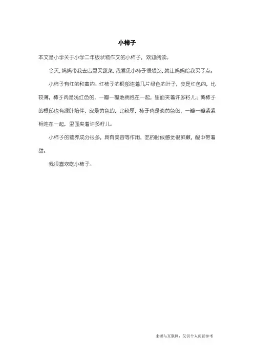 小学二年级状物作文：小柿子