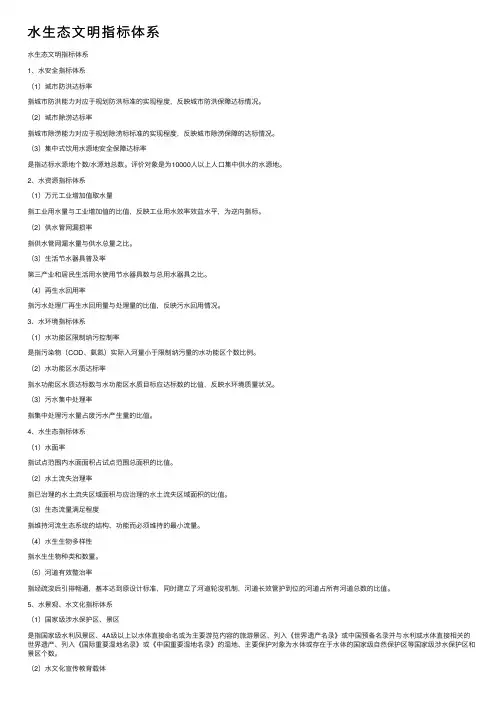 水生态文明指标体系