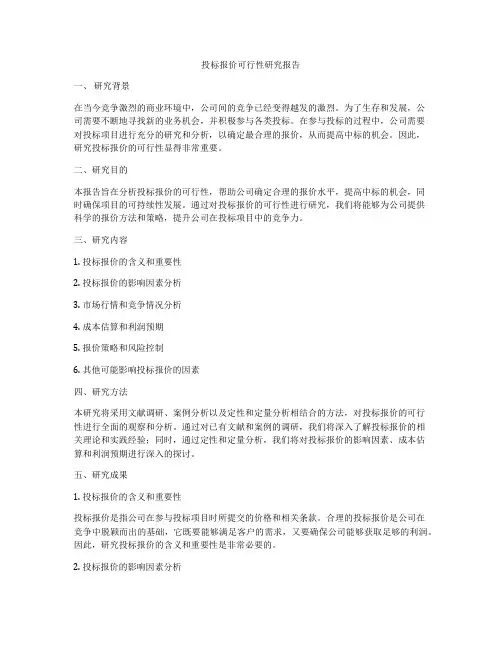投标报价可行性研究报告