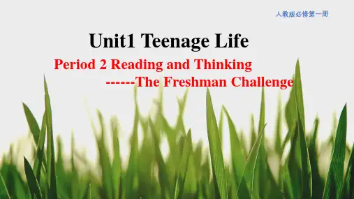 英语必修一Unit 1 teenage life Reading and Thinking阅读课件