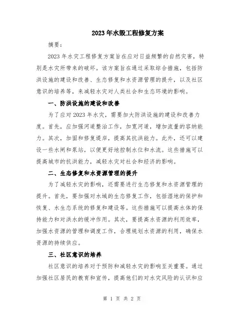 2023年水毁工程修复方案