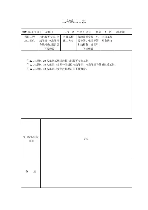 电气给排水工程施工日志