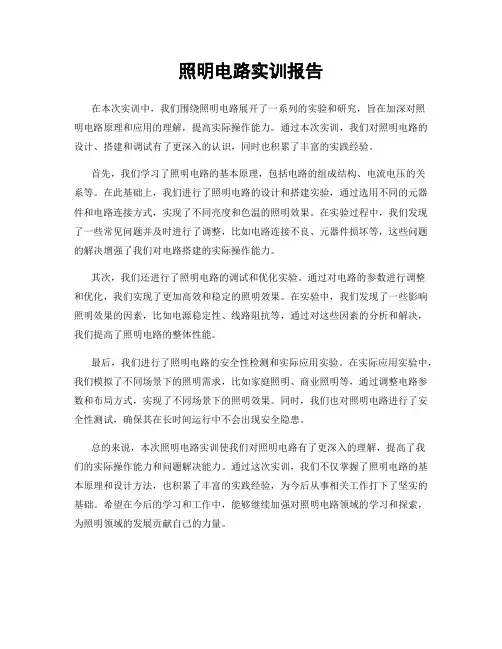 照明电路实训报告