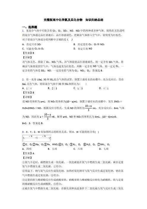 完整版高中化学氮及其化合物  知识归纳总结