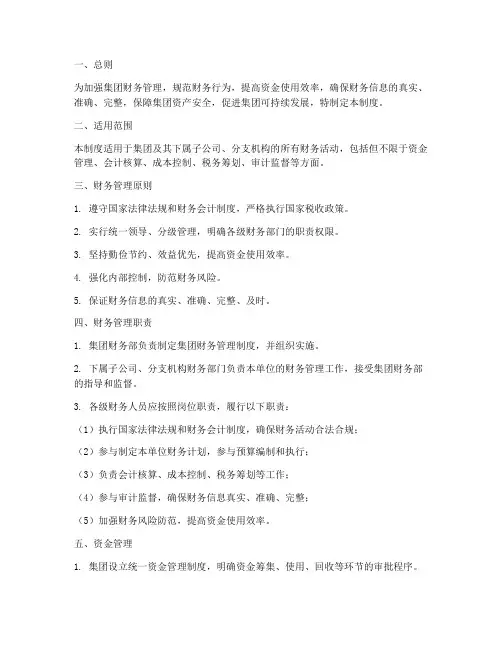 集团财务管理制度要求