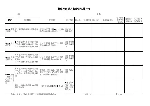 操作性前提方案验证记录