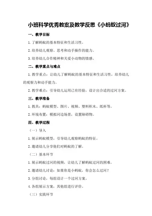 小班科学优秀教案及教学反思《小蚂蚁过河》