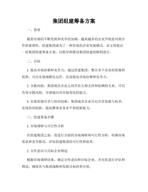 集团组建筹备方案