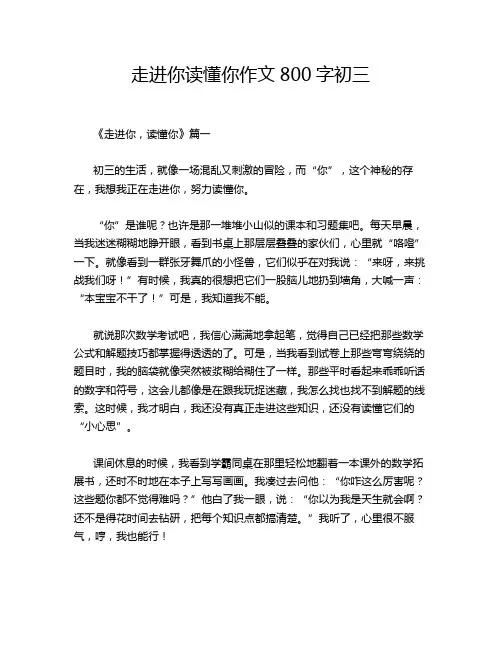 走进你读懂你作文800字初三