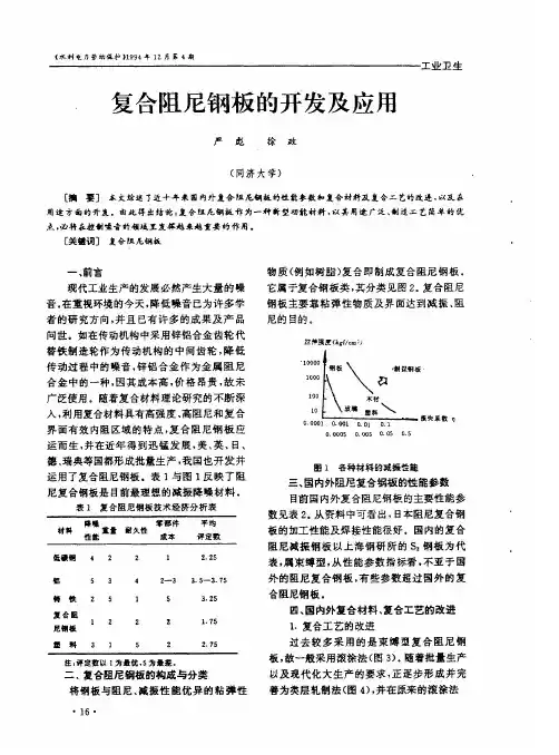 复合阻尼钢板的开发及应用