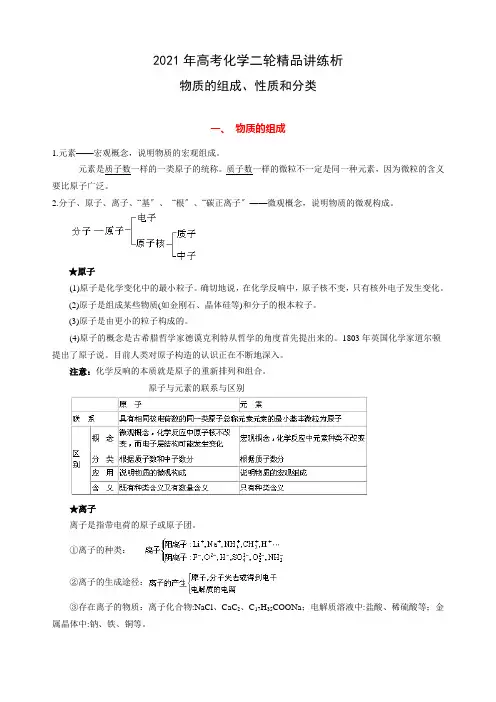 物质的组成、性质和分类