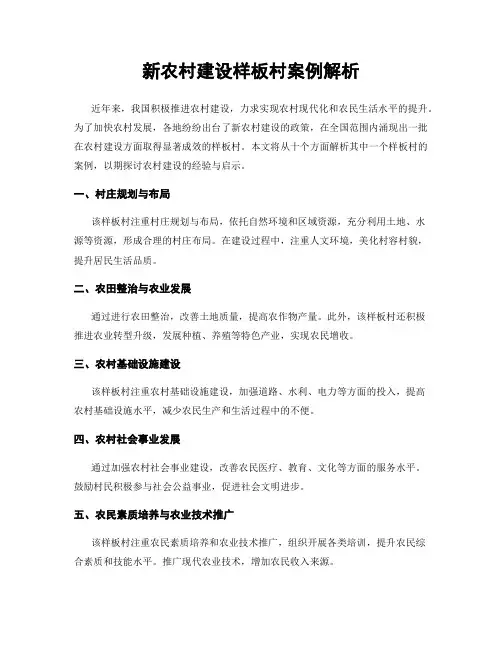 新农村建设样板村案例解析