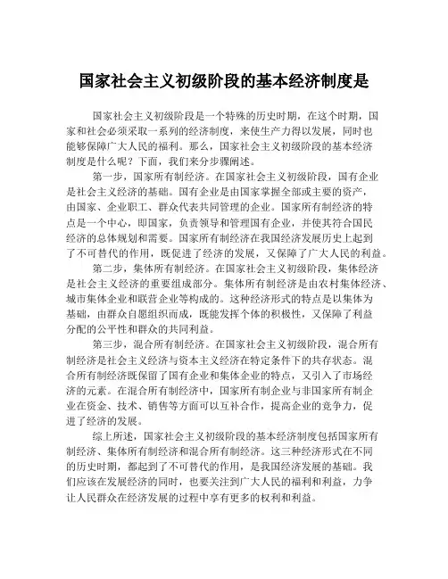 国家社会主义初级阶段的基本经济制度是