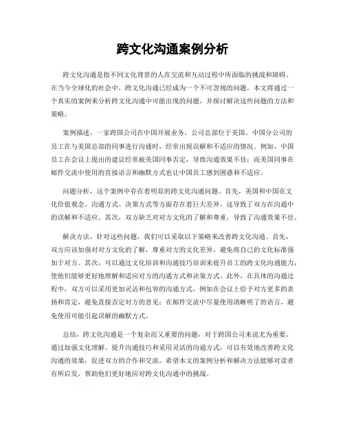 跨文化沟通案例分析